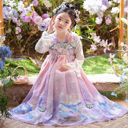 汉服女童秋季2026新款古风连衣裙超仙小女孩国风唐装儿童古装裙子