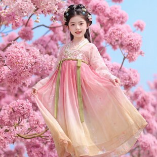 汉服女童春装 古风连衣裙超仙小女孩国风唐装 儿童古装 裙子 2026新款