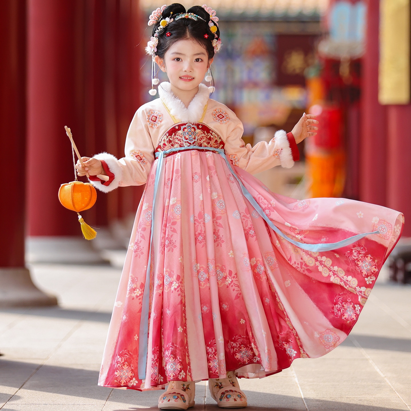 汉服女童秋冬2025新款儿童冬装国风加绒连衣裙小女孩冬季古装裙子