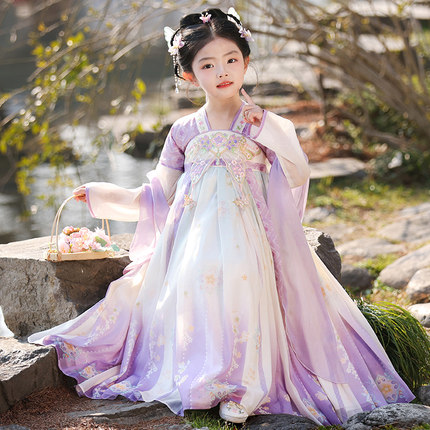 汉服女童超仙2026新款古风连衣裙女孩中国风唐装儿童春秋古装裙子