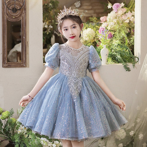 公主裙女童高端礼服生日花童婚礼纱裙儿童小主持人钢琴演奏演出服