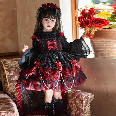 万圣节儿童服装女童洛丽塔公主裙吸血鬼cos服小女孩生日礼服裙子