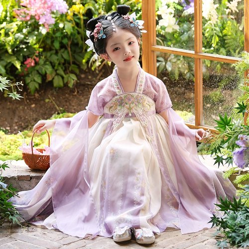 汉服女童夏季儿童古风超仙古装2026新款中国风唐装女孩公主连衣裙