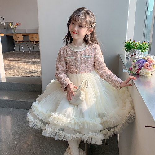 公主裙女童春装2026新款儿童春季生日裙子女孩小香风蓬蓬纱连衣裙