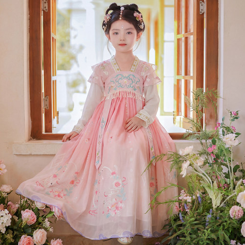 汉服女童春装2026新款款儿童古装中国风连衣裙女孩古风仙气公主裙