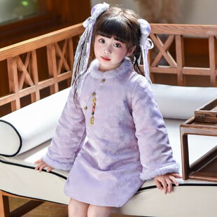 旗袍女童冬装2025新款加厚夹棉儿童冬季新中式中国风女孩汉服裙子