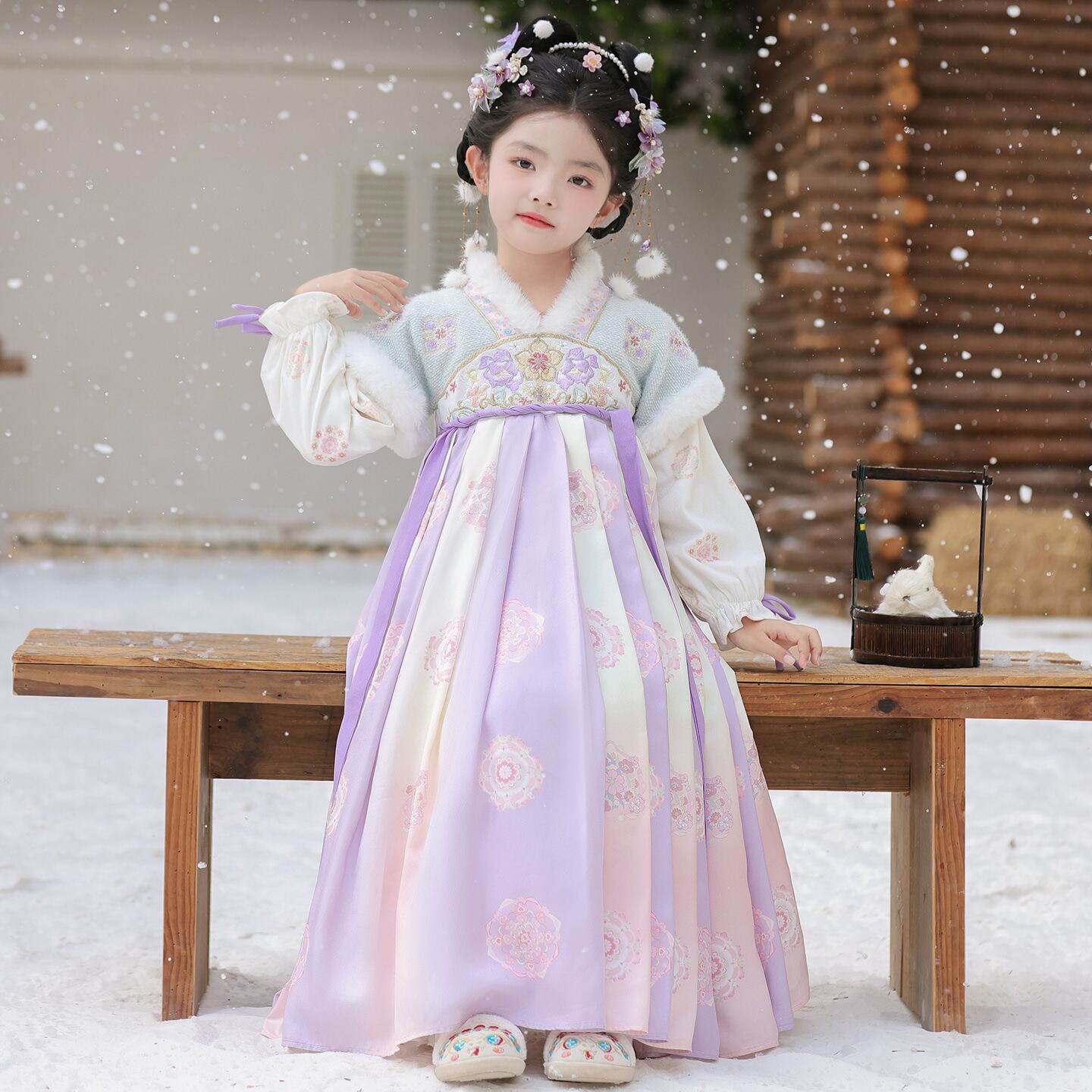 汉服女童秋冬中国风连衣裙2026新款儿童古风加绒唐装冬季古装裙子