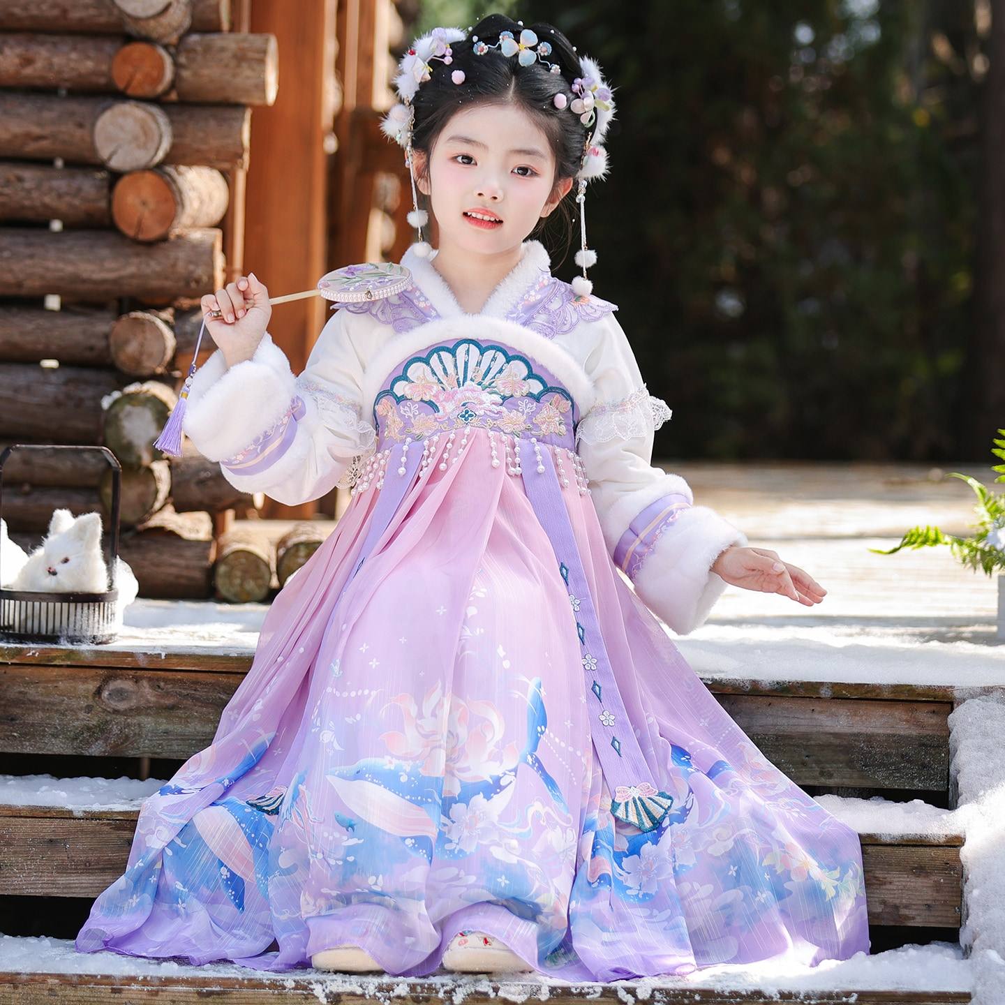 汉服女童2026新款冬装儿童中国风连衣裙古风加绒冬季女孩古装裙子,童装/婴儿装/亲子装,汉服,淘宝优惠券,粉丝福利购,淘宝优惠卷