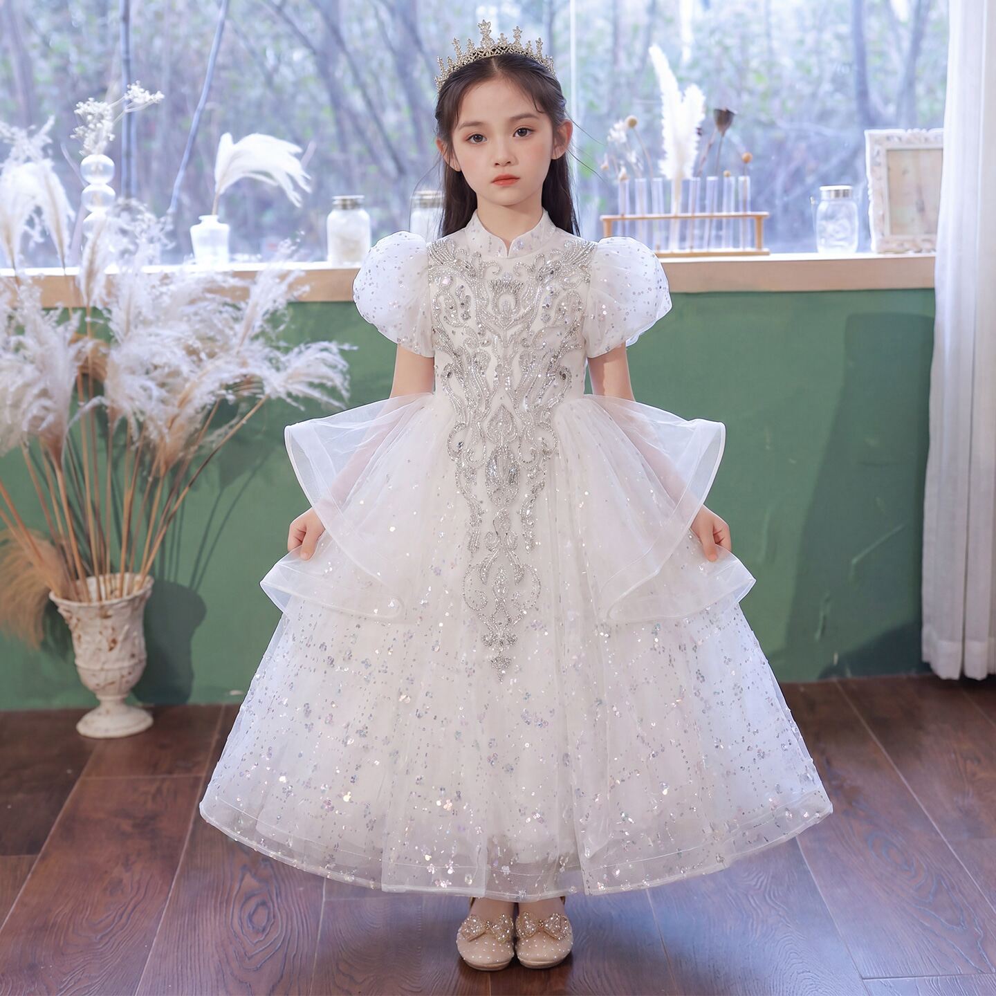 女童主持人礼服高端轻奢小众生日女孩花童婚礼公主裙儿童钢琴演奏