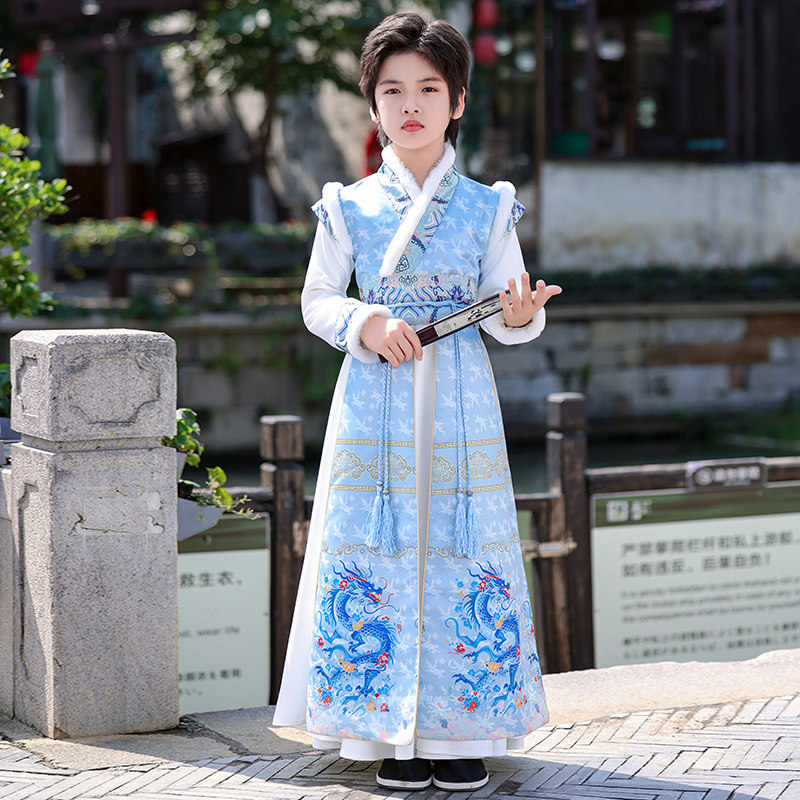 男童汉服2026新款冬季儿童国风唐装新中式古风国学服冬装帅气古装