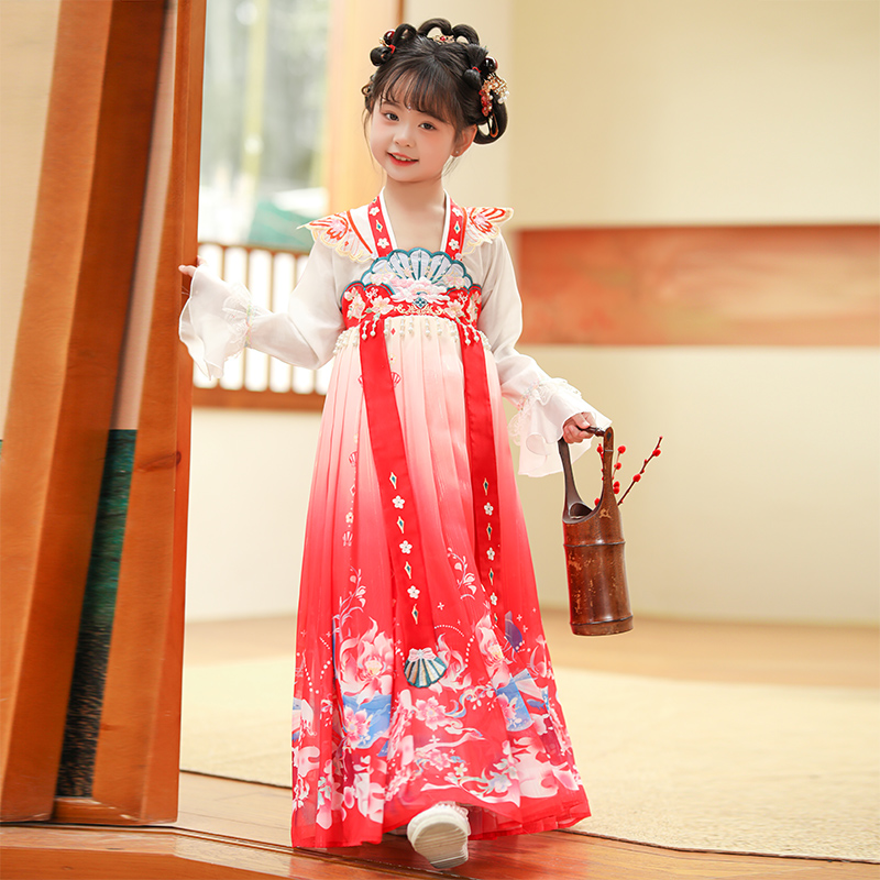 汉服女童春秋2025新款古装中国风超仙公主连衣裙儿童高端唐装春款