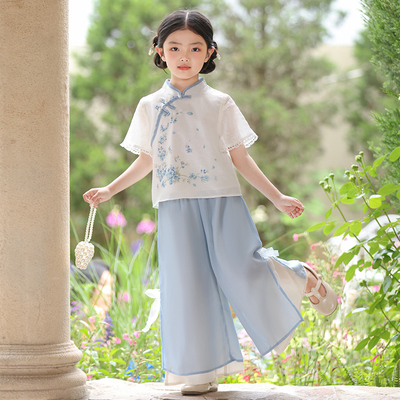 汉服女童2026新款夏季薄款儿童古风旗袍女孩国风日常可穿中式套装