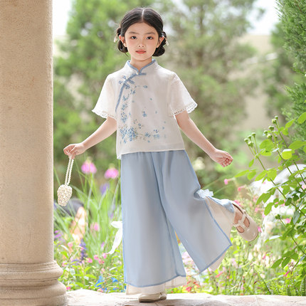 汉服女童2026新款夏季薄款儿童古风旗袍女孩国风日常可穿中式套装