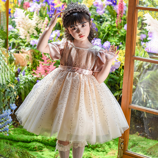 公主裙女童夏季2026新款女孩高级感裙子生日礼服儿童蓬蓬纱连衣裙