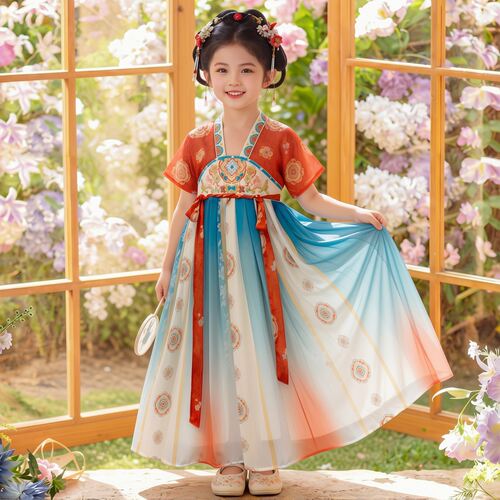 汉服女童夏季2026新款古风连衣裙薄款女孩中国风唐装儿童古装裙子