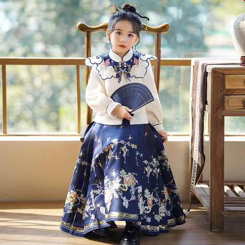 女童马面裙套装2025新款秋冬