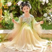 公主连衣裙儿童唐装 中国风超仙裙子女孩古装 2026新款 汉服女童春季