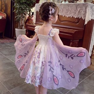 女童连衣裙夏季2026新款洋气儿童蝴蝶翅膀吊带裙小女孩绝美公主裙
