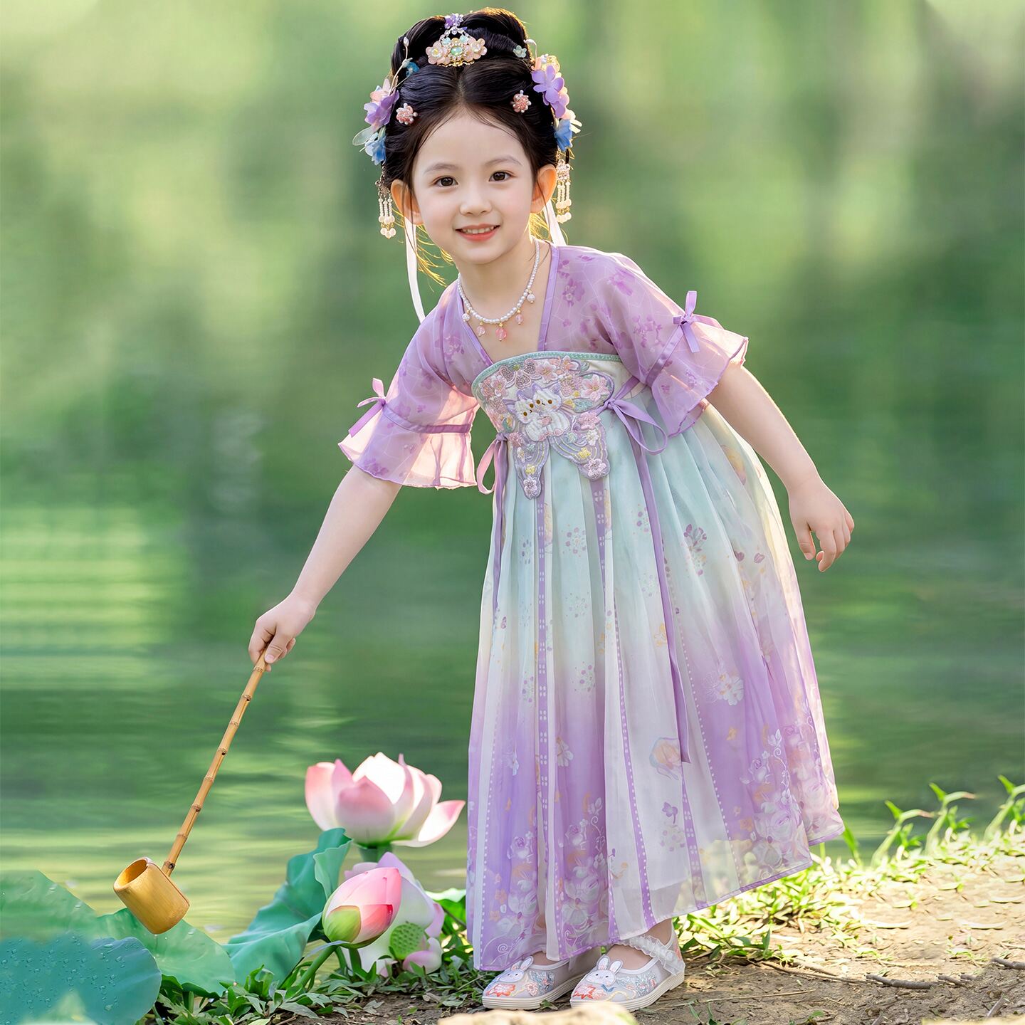 汉服女童2026新款夏季儿童古风唐装仙气国风公主连衣裙小女孩古装
