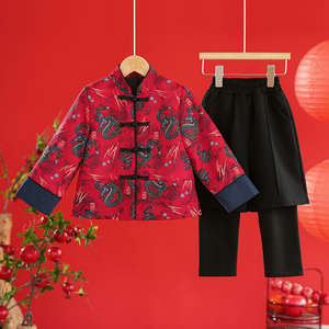 拜年服男童汉服秋冬季2024儿童过年服男宝中国风唐装龙年喜庆衣服