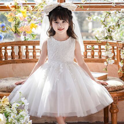 女童连衣裙夏季白色蓬蓬纱公主裙小女孩2026新款儿童生日礼服裙子
