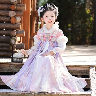 汉服女童2026新款冬装儿童古装中国风连衣裙女孩加绒冬季古风裙子