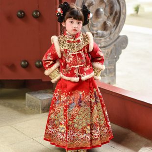 女童汉服新中式儿童马面裙套装冬装2026新款女孩国风新年装拜年服