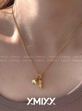 中古小众骰子子弹头吊坠项链女