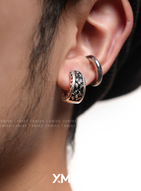 XMIXX 原创克罗十字架复古银ins小众设计潮流嘻哈潮款男耳钉