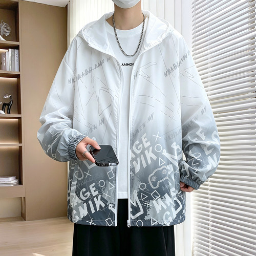 青少年超薄款冰丝外套防晒衣男夏季初高中学生大童宽松连帽防晒服
