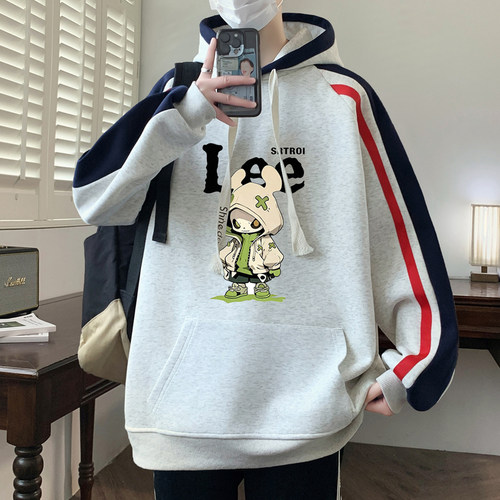 男孩大童圆领卫衣男青少年春秋季美式潮牌初中高中学生纯棉打底衫