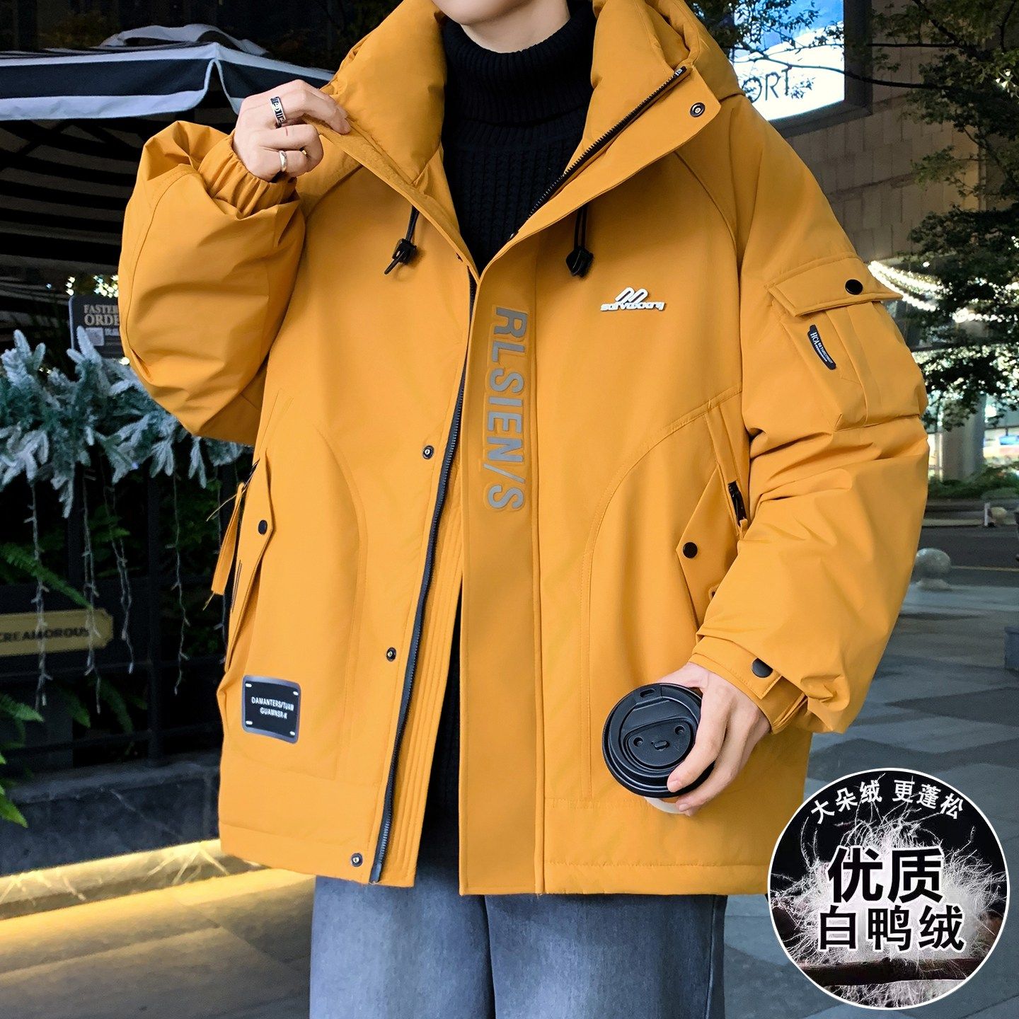 白鸭绒户外羽绒服男士冬季2025新款高级感痞帅加厚防寒冲锋衣外套