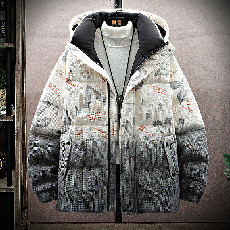 渐变色棉服男大童初中学生冬季加厚保暖连帽棉衣外套男款冬装棉袄