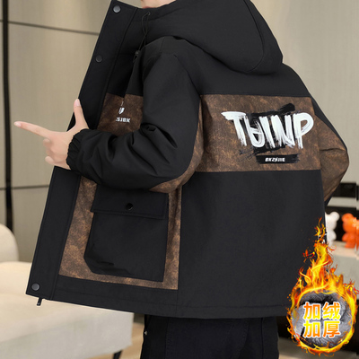 男士加绒加厚外套2025秋冬季新款高级感痞帅休闲夹克韩版潮流冬装