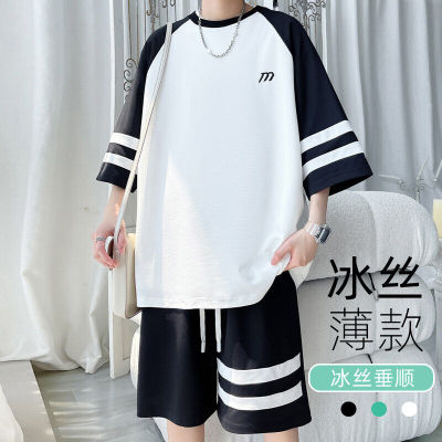 冰丝运动套装男孩短袖短裤夏季帅气初高中学生酷帅穿搭一整套衣服