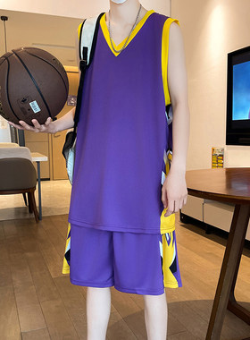 亲子装运动服套装夏季男孩中大童坎肩背心男款速干冰丝短裤篮球服