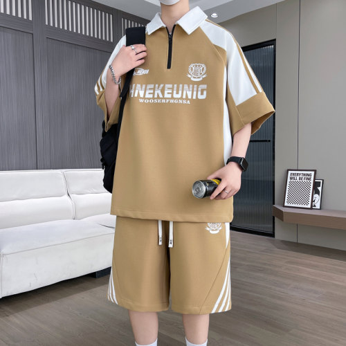 短袖t恤男夏季套装2026新款高级感POLO衫青少年男装一套搭配帅气