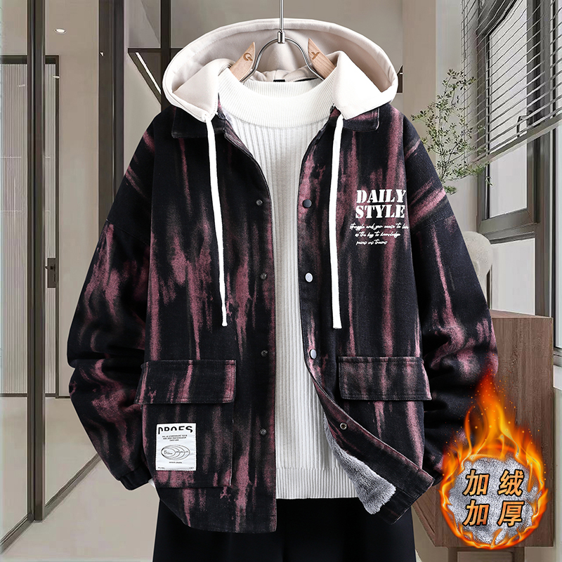 秋冬季加绒加厚牛仔外套男士2025新款爆款高级感痞帅休闲宽松夹克