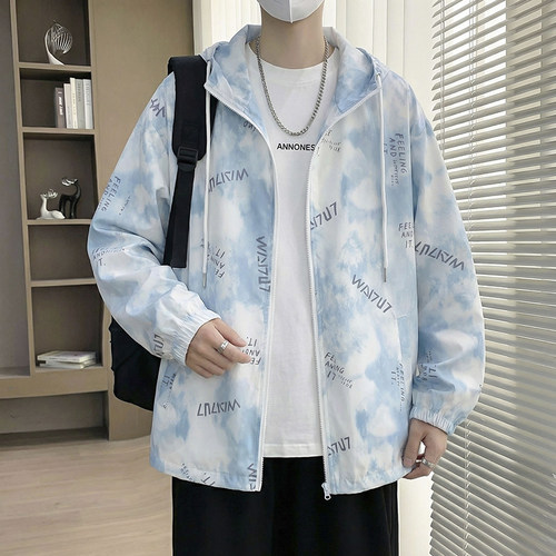 时尚连帽防晒衣青少年夏季外套男初高中学生潮流超薄款冰丝防晒服