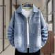 春秋季 初中学生潮流宽松翻领夹克男孩大童衬衣 牛仔夹克青少年男装