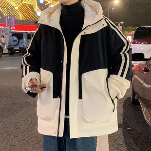 轻薄拼色羽绒服男青少年冬季白鸭绒防寒外套初高中学生户外冲锋衣