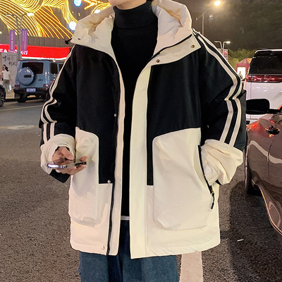 轻薄拼色羽绒服男青少年冬季白鸭绒防寒外套初高中学生户外冲锋衣