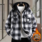 秋冬季 加绒加厚格子外套男初高中生潮流假两件酷帅青少年大童夹克