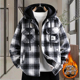秋冬季 加绒加厚格子外套男初高中生潮流假两件酷帅青少年大童夹克