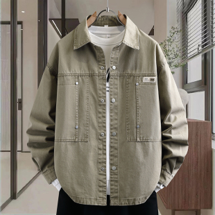复古纯棉长袖 男士 牛仔衣外套2026春秋季 新款 宽松休闲夹克 衬衣男款