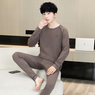 羊毛蚕丝保暖内衣大童男孩秋衣秋裤套装青少年初高中生男款打底衫