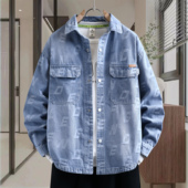 衬衣 外套复古潮牌帅气男生长袖 美式 休闲牛仔夹克男孩青少年春秋款