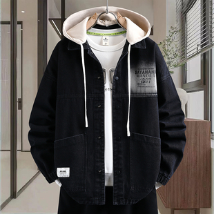 可脱卸帽牛仔衣服男外套初高中学生春秋季 夹克 褂子帅气青少年男装