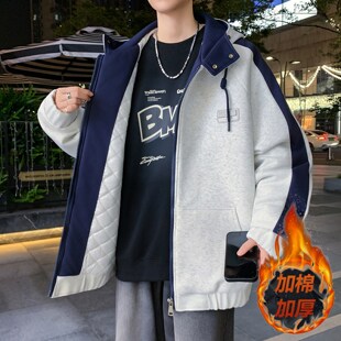 夹棉加厚外套青少年男装秋冬季二棉夹克设计感帅气初高中学生棉衣