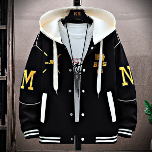 13岁初高中学生运动夹克外套男春季15大童16青少年宽松连帽棒球服